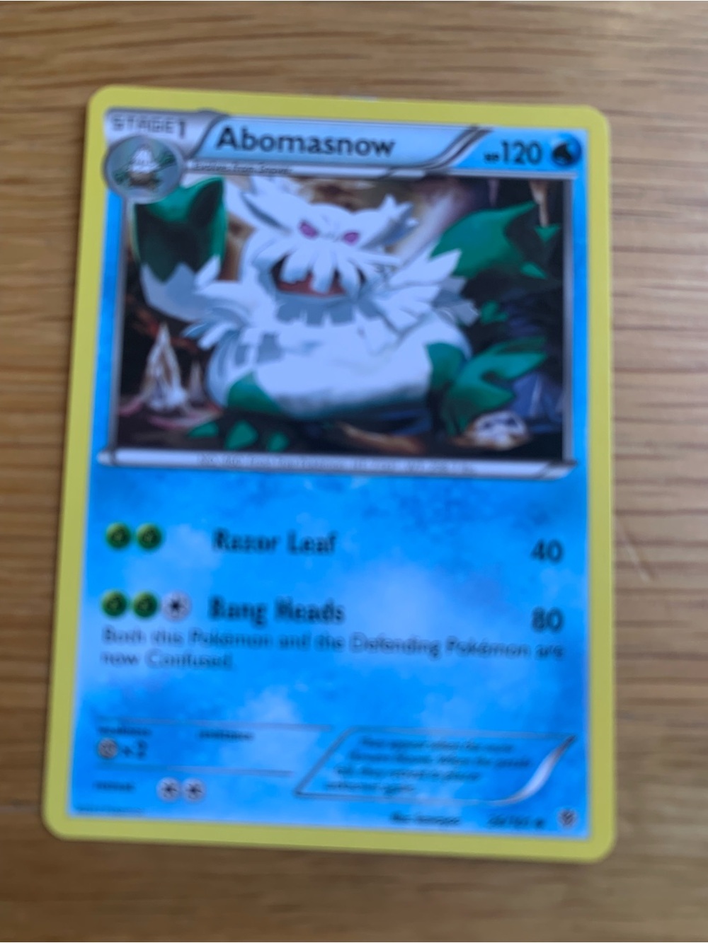 Pokemon Abomasnow Card - Blue and Yellow
